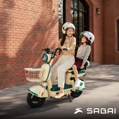 SABAI PONY รถจักรยานไฟฟ้า 2 ที่นั่ง สไตล์มินิมอล มอเตอร์ 400W แบตเตอรี่ 48V20Ah วิ่งไกล 40-60 กม.