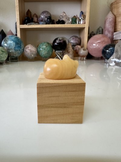 Orange Calcite Sleeping Cat mini carving