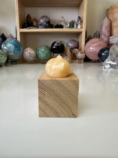 Orange Calcite Sleeping Cat mini carving