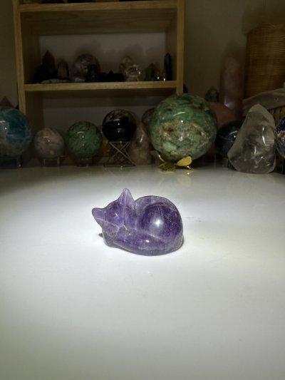 Amethyst Sleeping Cat mini carving