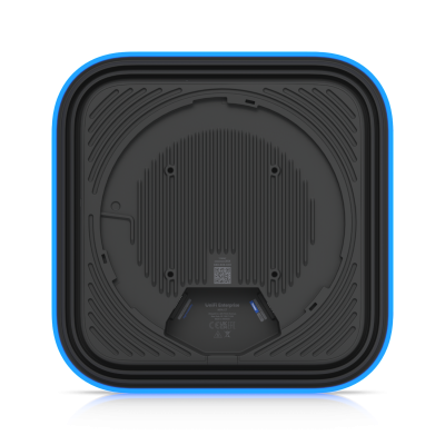 UniFi E7 WiFi 7 enterprise access point rear view with mounting plate and 10GbE port
