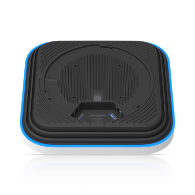 UniFi E7 WiFi 7 enterprise access point bottom view with 10GbE and GbE ports