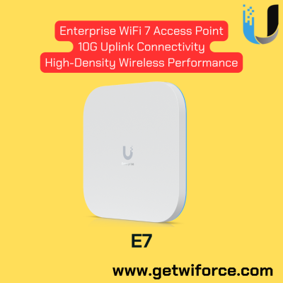 UniFi E7 enterprise WiFi 7 access point with 10G uplink for high density wireless performance