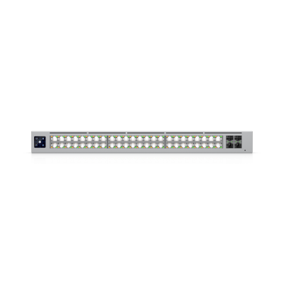 ECS-48S-PoE (2150W) Enterprise Campus 48-port Etherlighting PoE+++ Layer 3 switch front panel with 10GbE RJ45 and 25G SFP28 uplinks for campus network design