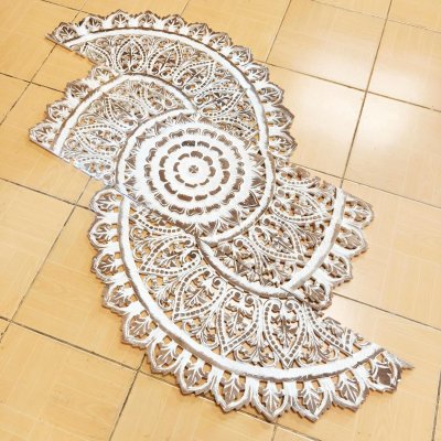 Distressed White Wash Flower Mandala 3-Piece Wood Wall Art 90cm
