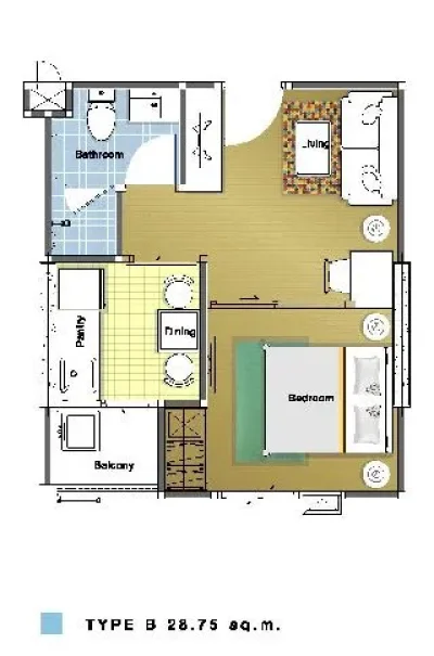 ลุมพินีวิลล์ ลาซาล-แบริ่ง BTS สถานีแบริ่ง ห้อง 1 Bed 26 Sqm