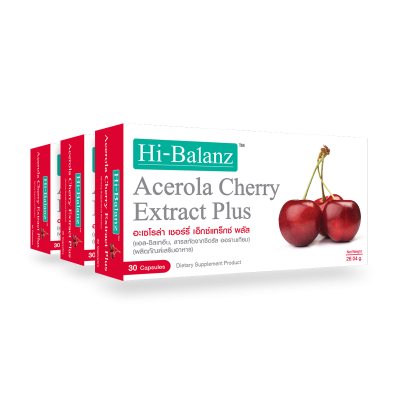 Hi-Balanz Acelora Cherry Extract Plus l อะเซโรล่า เชอร์รี่ 3 กล่อง รวม 90 แคปซูล