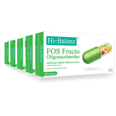 FOS FructoOligosaccharides l เอฟโอเอส ฟรุคโตโอลิโกแซคคาไรด์ 5 กล่อง รวม 150 แคปซูล