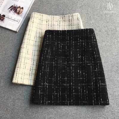 Scott Tweed Skirt, high-waisted plaid skirt, thick, soft tweed fabric