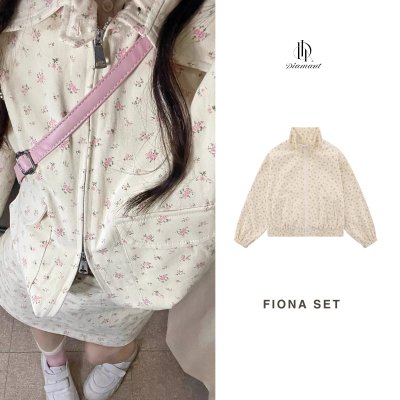 Fiona Set ชุดเซ็ตเสื้อแจ๊คเก็ตและกระโปรงลายดอกไม้
