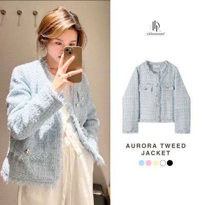 Aurora Tweed Jacket เสื้อคลุมผ้าทวีด แต่งขอบรุ่ยรอบตัว เนื้อผ้านิ่มใส่สบาย