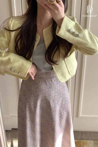 MICHELLE Tweed Jacket เสื้อคลุมผ้าทวิตทรงสวยสไตล์เกาหลี