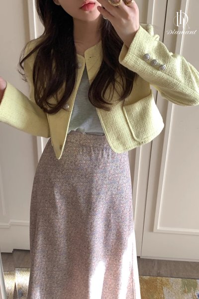 MICHELLE Tweed Jacket เสื้อคลุมผ้าทวิตทรงสวยสไตล์เกาหลี