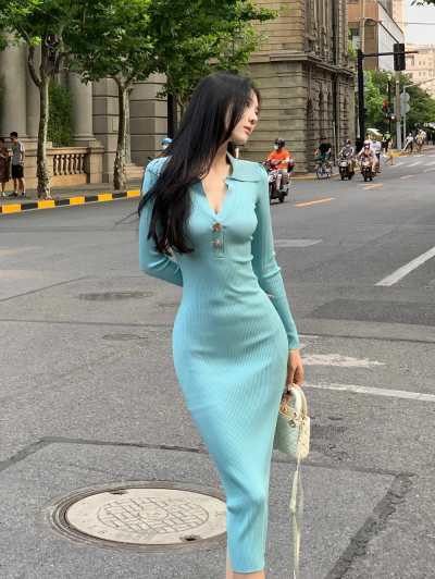 Premium Kara Button Long One Piece 2color