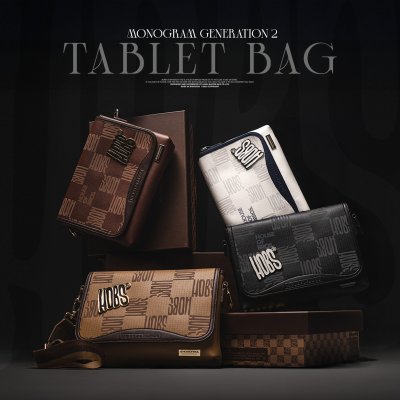 Monogram Tablet - กระเป๋าสะพายข้าง แบรนด์ HOBS (100% Genunie) รุ่น Monogram สำหรับ Tablet ขนาด 11 นิ้ว