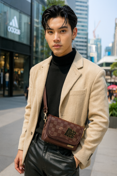 Monogram - กระเป๋าสะพายข้าง แบรนด์ HOBS (100% Genunie) รุ่น Monogram ขนาด 12 นิ้ว และ 9 นิ้ว