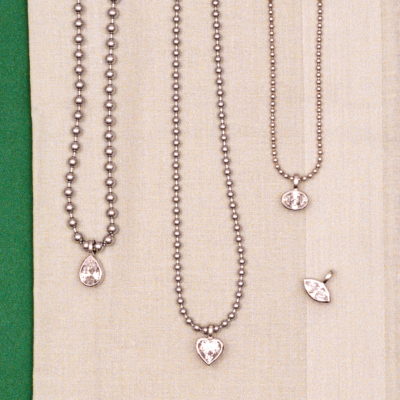 Mini Ball Necklace with Bezel Pendant