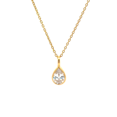 Correna Link Chain Necklace with Bezel Pendant
