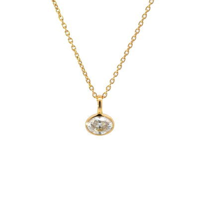 Correna Link Chain Necklace with Bezel Pendant