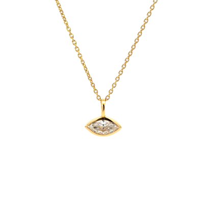 Correna Link Chain Necklace with Bezel Pendant
