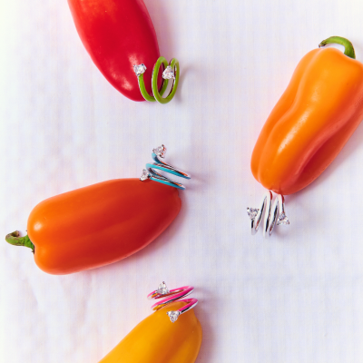 Double Wrap Heart Enamel Ring
