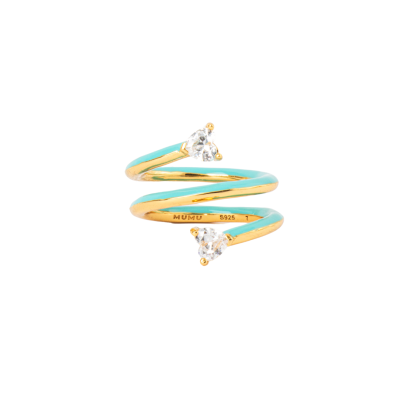Double Wrap Heart Enamel Ring