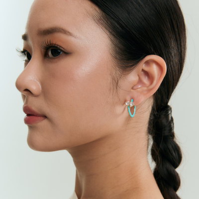 Double Wrap Heart Enamel Earrings