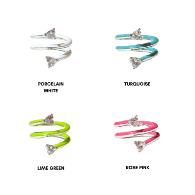 Double Wrap Heart Enamel Ring