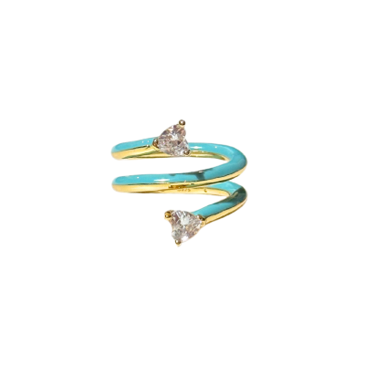 Double Wrap Heart Enamel Ring