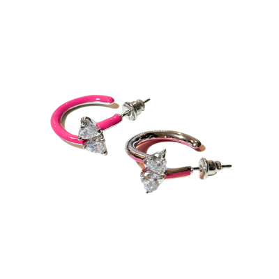 Double Wrap Heart Enamel Earrings