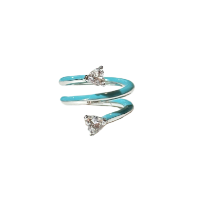 Double Wrap Heart Enamel Ring