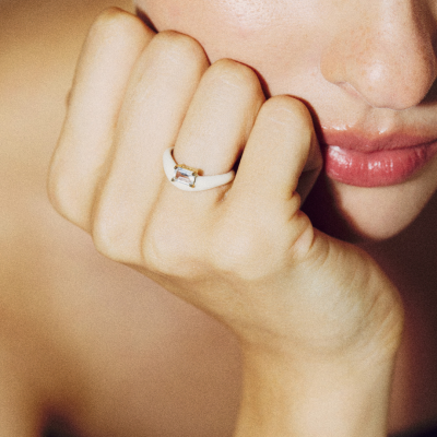 Emerald Wave Enamel Ring