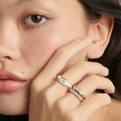Emerald Wave Enamel Ring