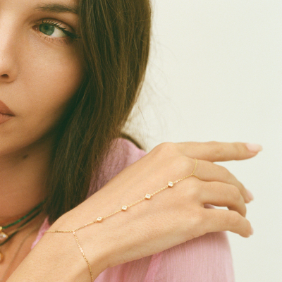 Asscher Cut Diamond Hand Bracelet