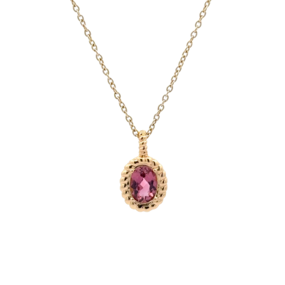Oval Shaped Rope Gemstone Pendant Necklace