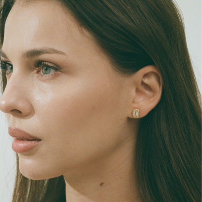 Emerald Rope Lab Grown Diamond Stud Earrings