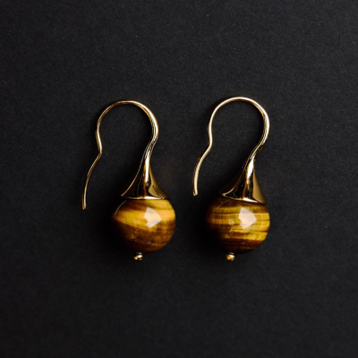 Sphere Tiger Eye Earrings