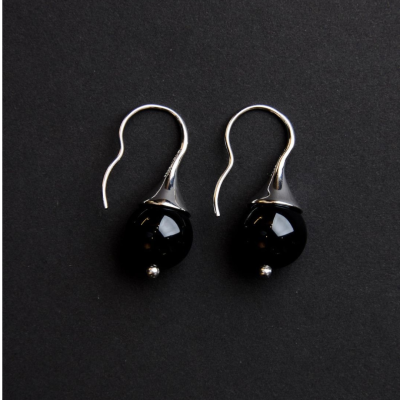 Sphere Onyx Earrings