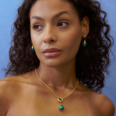 Sphere Malachite Earrings