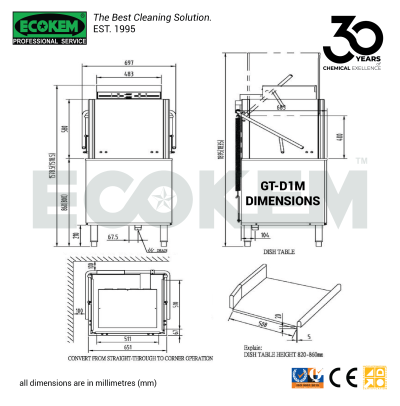 GT-D1M - เครื่องล้างจานแบบ Door/Hood Type