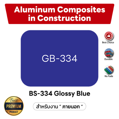 แผ่นคอมโพสิต สีน้ำเงิน เงา