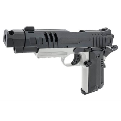 Tampak sudut depan kiri KJW KP-24 Grey GBB.