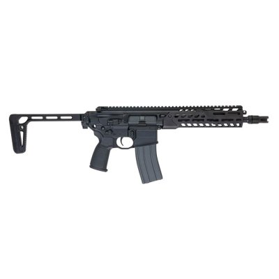 SALVO MCX Spear LT 10.5 Inch CSAW Black GBBR tampak samping dengan muzzle mengarah ke kanan.