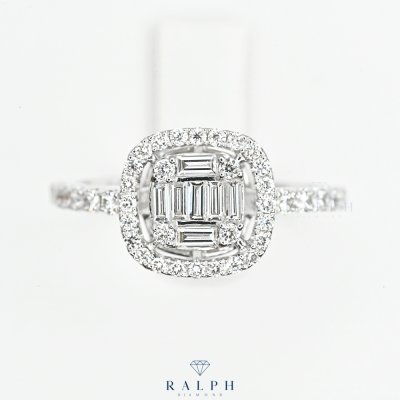 Baguette Halo Diamond Ring