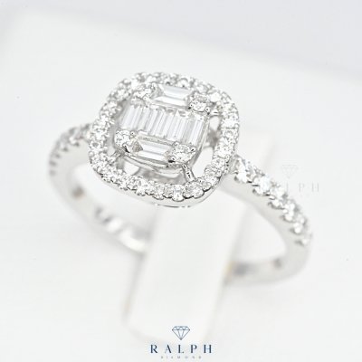 Baguette Halo Diamond Ring
