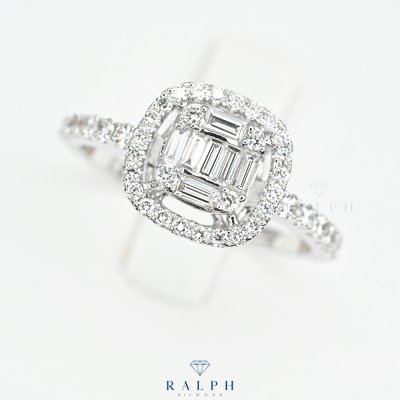 Baguette Halo Diamond Ring