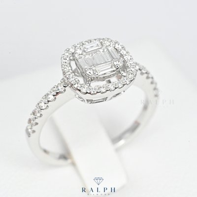 Baguette Halo Diamond Ring