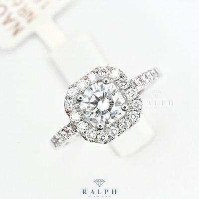 Halo Engagement Ring GIA Cert