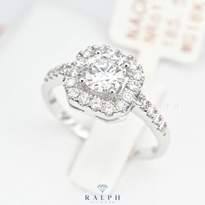 Halo Engagement Ring GIA Cert