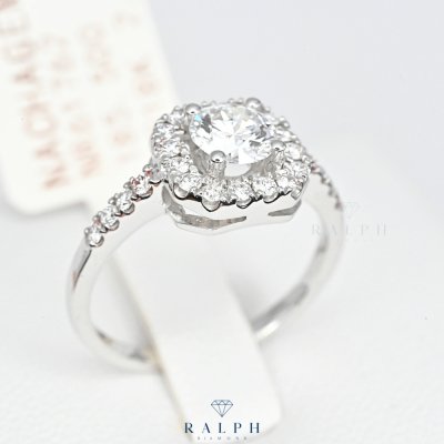 Halo Engagement Ring GIA Cert